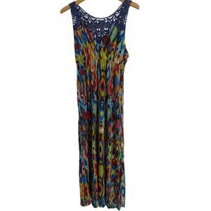 Joy Joy NWT maxi dress women’s M colorful abstract crochet boho beachy artsy
